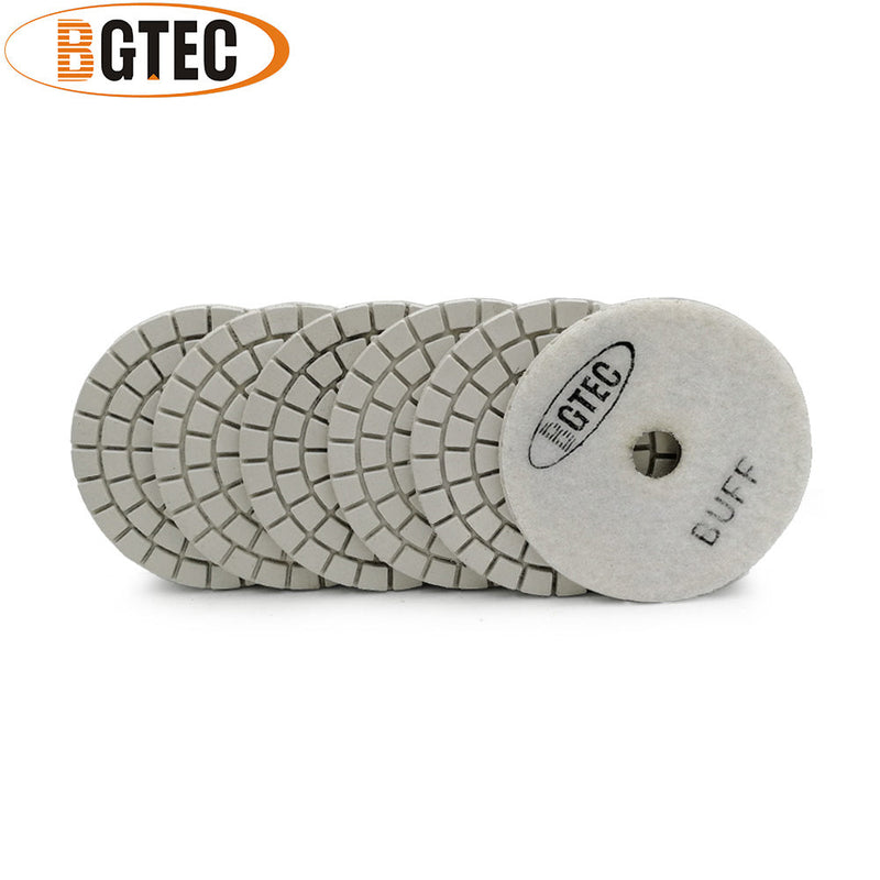 BGTEC 4 Inch Wet Diamond Polishing Pads Set for Granite Marble Stone Quartz Tiles