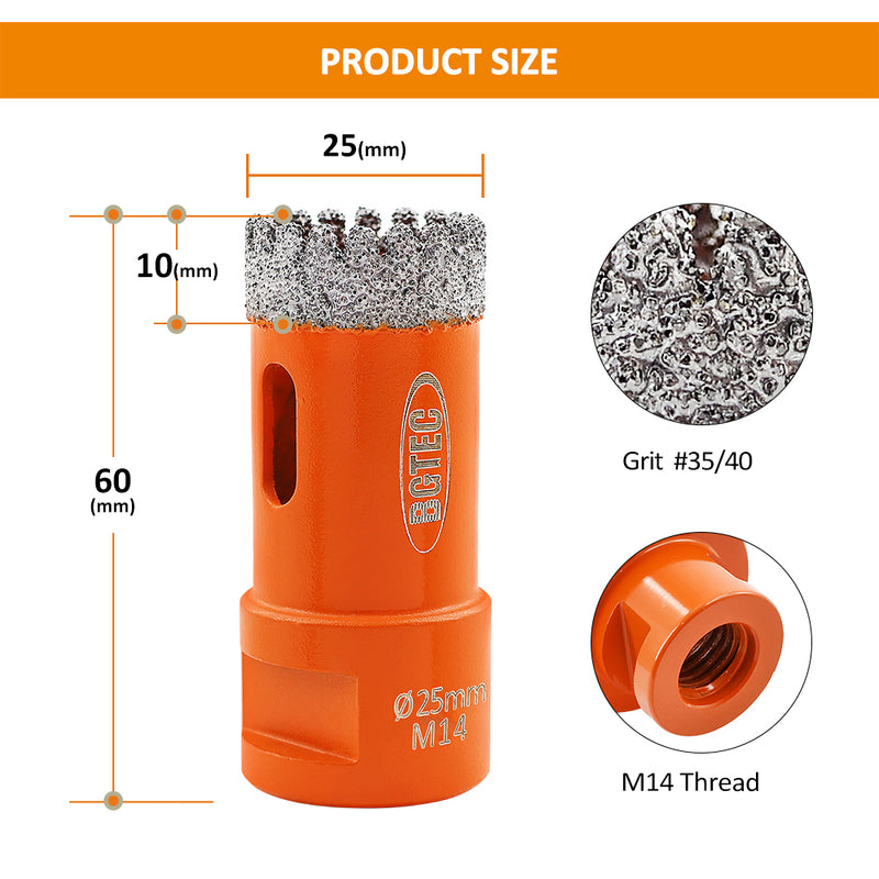 Diamond Core Bits 20-125mm Drilling for Ceramic Tile M14 Thread BGTEC