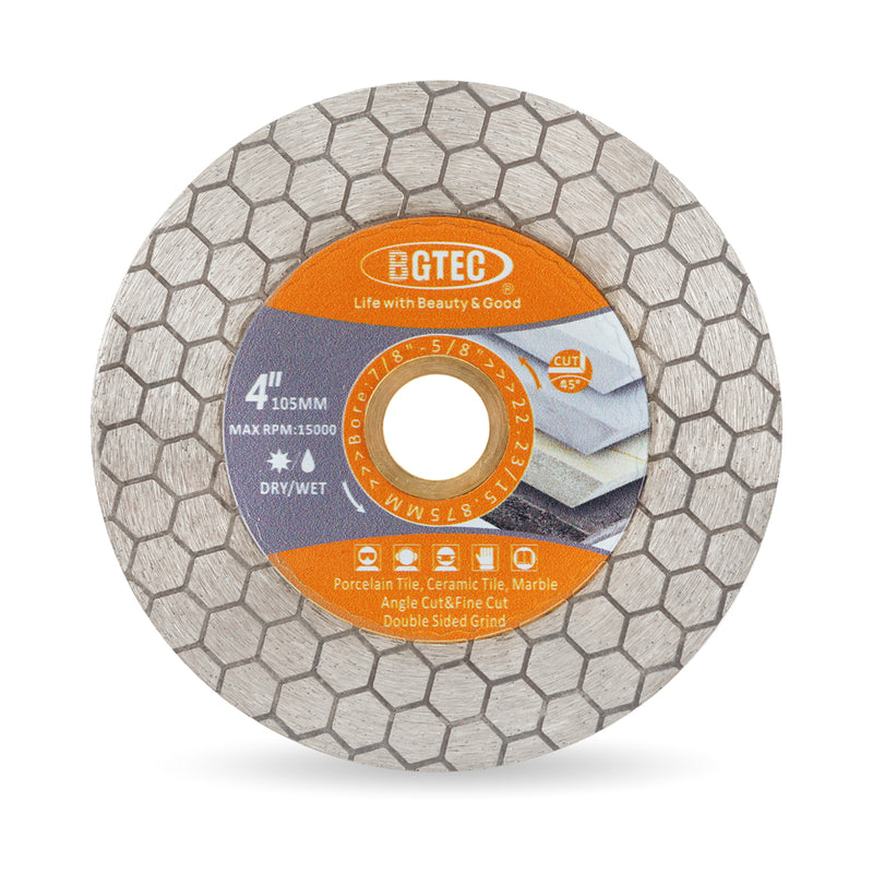 BGTEC Diamond Cutting Grinding Disc Double-sided Saw Blade for for Tile Procelain Ceramic Granite Marble Stone Dia 4"/4.5''/5''