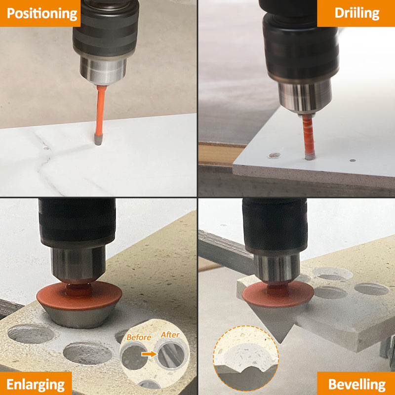 BGTEC Diamond Core Drill Bit 8pcs/set 6/6/6/10/25/35/50mm+20mm Chamfer Granite Ceramic Marble Porcelain Hole Saw