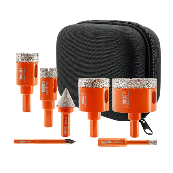 BGTEC Diamond Core Drill Bit 8pcs/set 6/6/6/10/25/35/50mm+20mm Chamfer Granite Ceramic Marble Porcelain Hole Saw