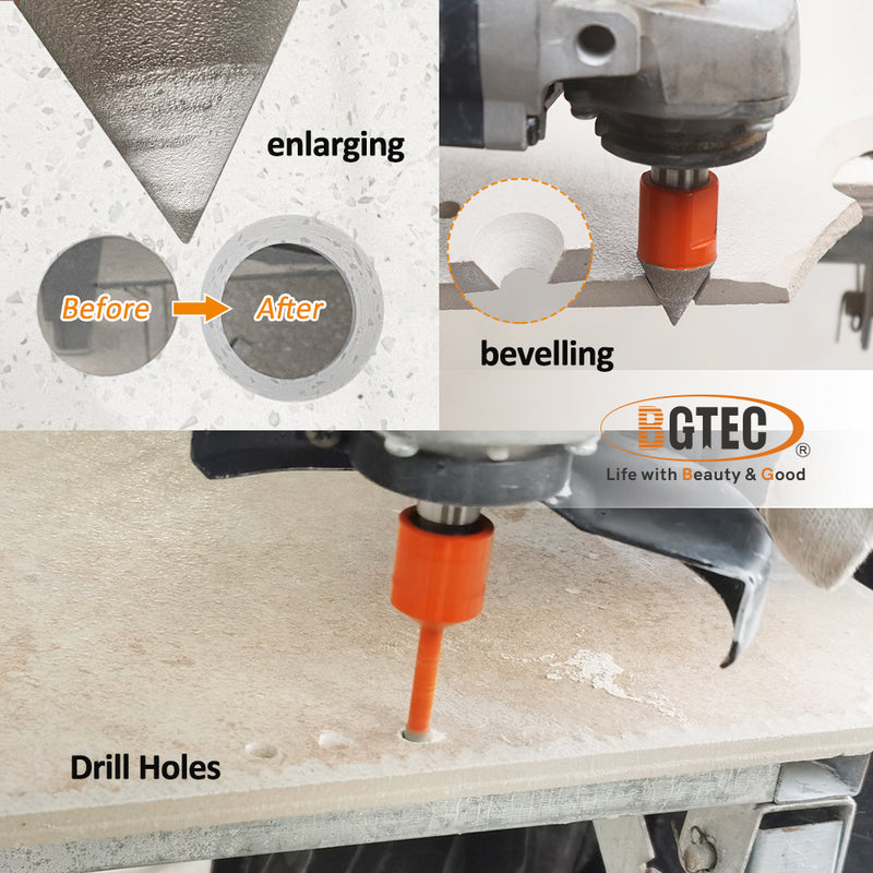 BGTEC Diamond Drill Bit 3/4pcs Dia 6/6/8/10mm Core Bits+Hex Adapter/Chamfer Granite Marble Porcelain Tile 5/8"-11 Thread