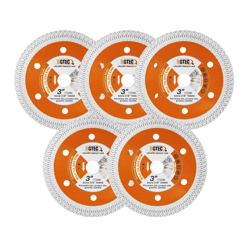 BGTEC Diamond Saw Blade X Mesh 1/2/3/5/10pcs 75mm/3" Ceramic Tile Porcelain Marble Granite Vacuum Brazed Saw Blade