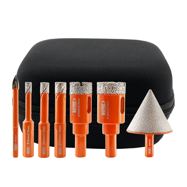 BGTEC Diamond Core Bit 7pcs/set 6/8/10/20/25mm Drill Bit+50mm Chamfer Bit Porcelain Marble Granite Tile Hole Saw