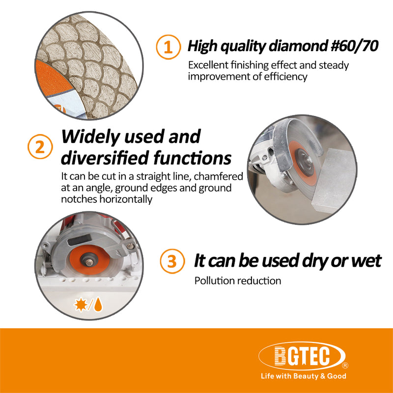 BGTEC Diamond Cutting Grinding Disc Fan-shaped Double-side 1/2/3/5pcs 125mm Ceramic Tile Porcelain Marble