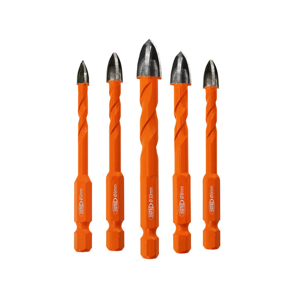 BGTEC 5pcs/set or 10pcs/set Cross Carbide Drill Bit Set Quick-fit Shank for Wood Plastic PVC Masonry Concrete