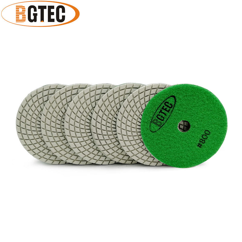 BGTEC 4 Inch Wet Diamond Polishing Pads Set for Granite Marble Stone Quartz Tiles