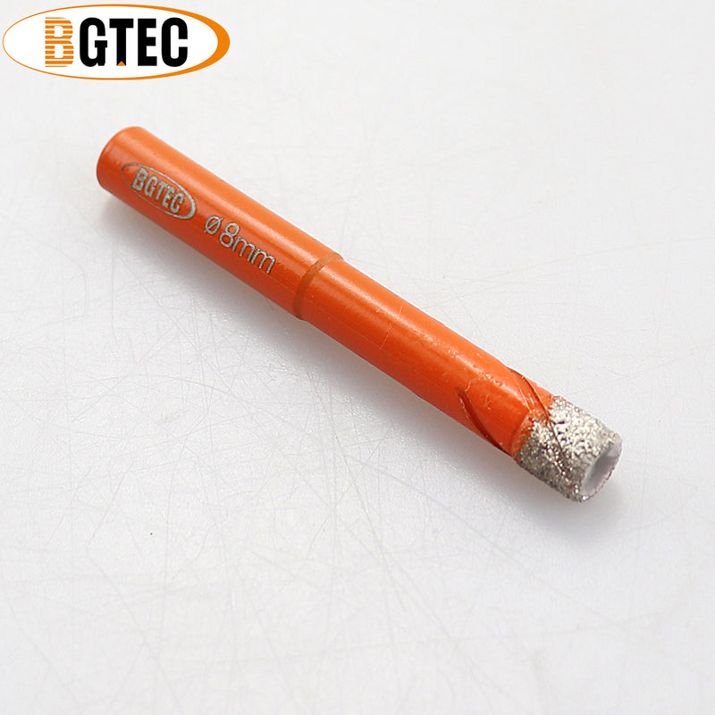 BGTEC 10pcs/set 8mm Diamond Dry drilling bits Round shank Ceramie Tile Granite Vacuum Brazed Hole Saw