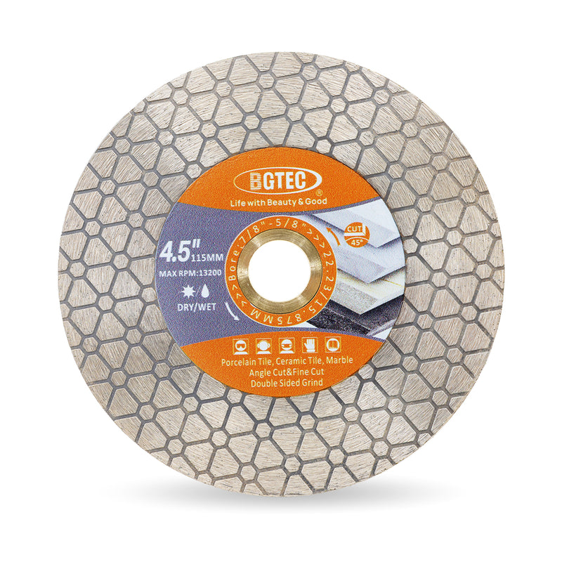 BGTEC Diamond Cutting Grinding Saw Blade Double-sided Triangle Dia 115/125mm Marble Granite Ceramic Tile Cutting Disc