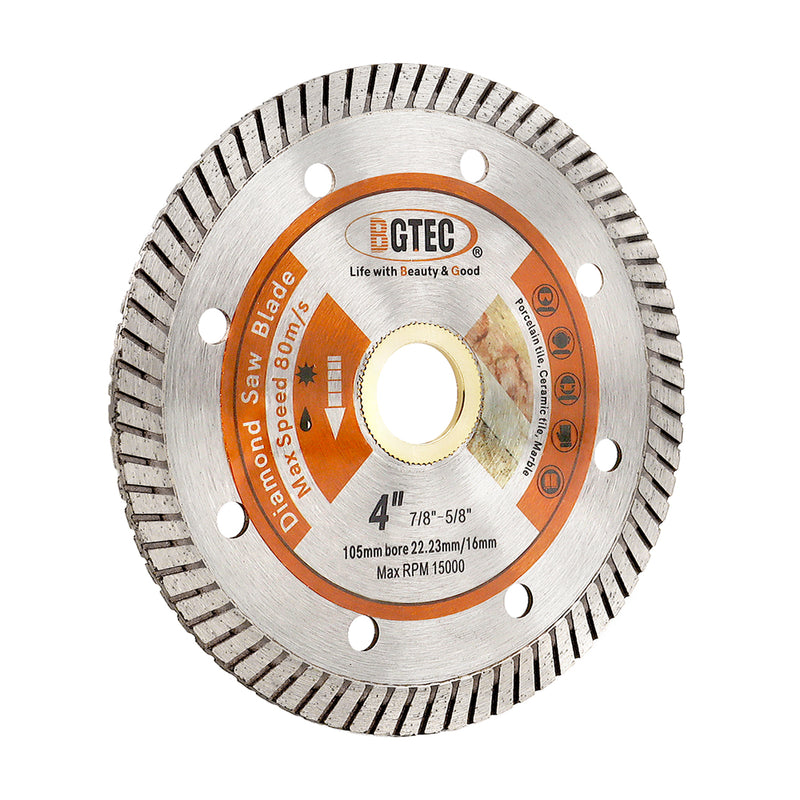 BGTEC Thin Diamond Turbo Blade for Cutting Porcelain Tile Ceramic Granite Marble Hard Material 4''/4.5''/5''/6''/7''/9''