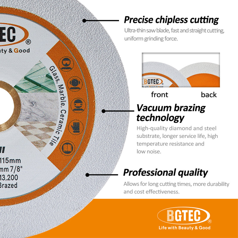 BGTEC Diamond Glass Cutting Disc 2/3/5pcs 3"/4"/4.5"/5" Glass Jade Crystal Ceramic Tile Marble Saw Blade