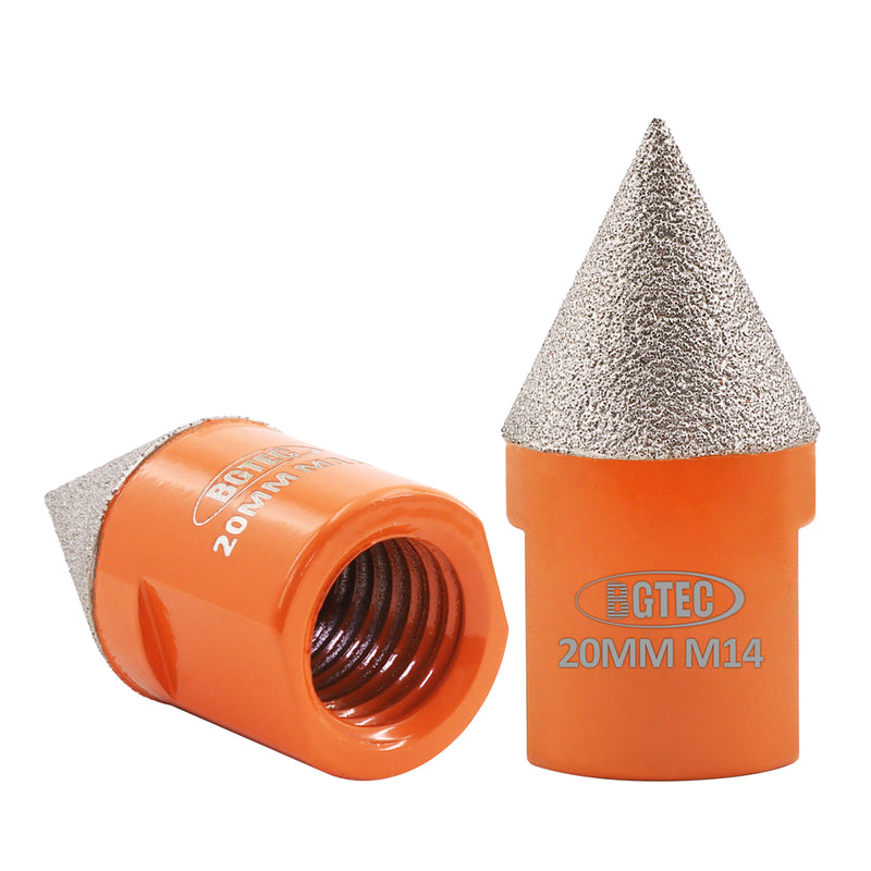 BGTEC Diamond Beveling Chamfer Bit 5/8-11 or M14 Thread for Existing Holes Enlarging Shaping Trimming Tile Marble Granite Ceramic for Angle Grinder Dia 20/35/50/75MM