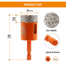 BGTEC Diamond Drill Bits 1/2pcs 20mm/25mm for Granite Porcelain Tile Ceramic Marble Vacuum Brazed Core Bit Quick-fit Shank