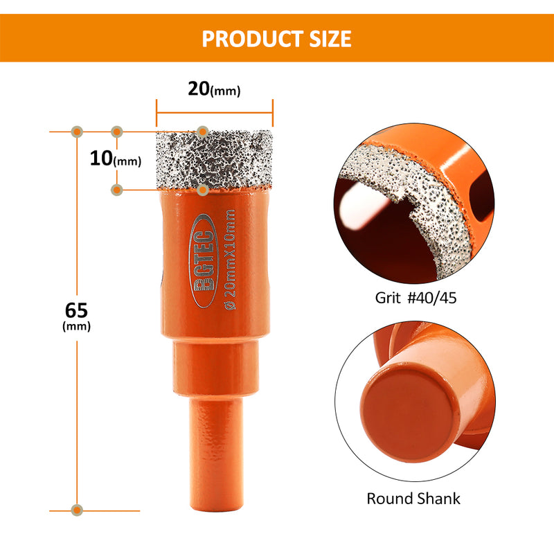 BGTEC Diamond Drill Bit Round Shank 1/2pcs 20/25/32/35mm for Ceramie Tile Granite Marble Concrete Vaccum Brazed Hole Saw