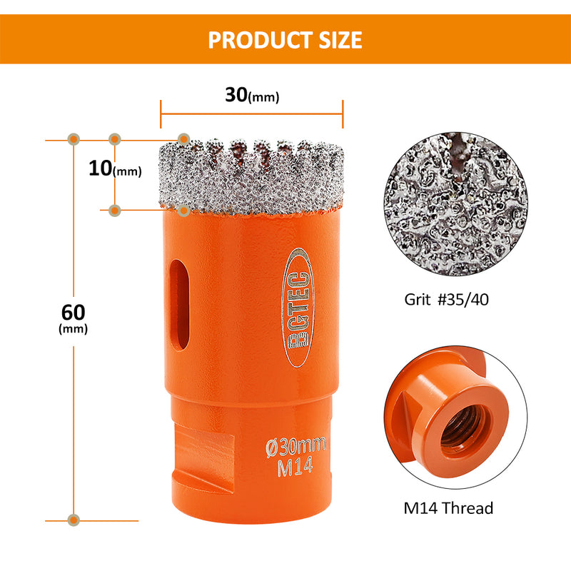 Diamond Core Bits 20-125mm Drilling for Ceramic Tile M14 Thread BGTEC