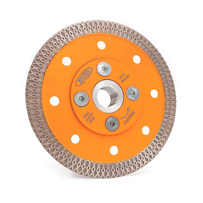 BGTEC X Mesh Turbo Diamond Porcelain Saw Blades with 5/8-11 or M14 Flange for Porcelain Tile Granite Marble Dia 4''/4.5''/5''