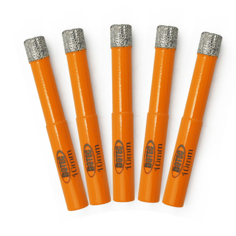 BGTEC Round Shank Dry Brilling Bits for Porcelain Tile Ceramic Marble Brick 5pcs 6/8/10/12/14mm