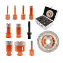 BGTEC Diamond Drill Bit 10pcs/set 6/8/10/16/20/25/32/50mm Core Bit+4.5" Saw Blade+10mm Finger Granite Marble Ceramic 5/8-11