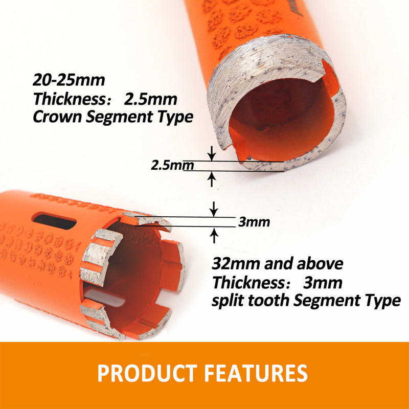 BGTEC Welded Diamond Drill Core Bits with 5/8-11 Thread for Marble Stone Concrete Dia 20-100mm