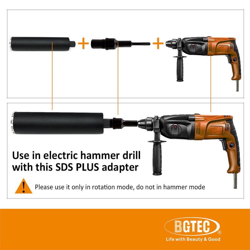 BGTEC 1pc Electric Drill Adapter 1 1/4"-7 UNC Male Thread to SDS PLUS or MAX Shank Add Inner 1/2" BSP Thread Convertor Connector