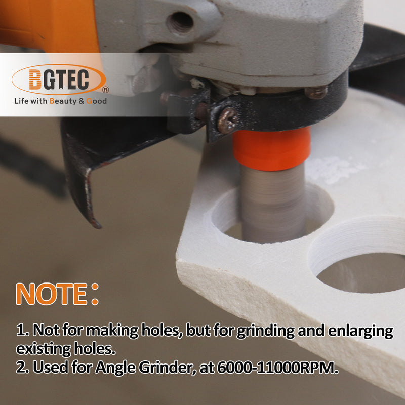 BGTEC Diamond Finger Milling Bits 1/2pcs 10/15/20/25/30/35mm M14 or 5/8-11 Enlarging Shaping Trimming in Tile Porcelain Ceramic Granite Marble