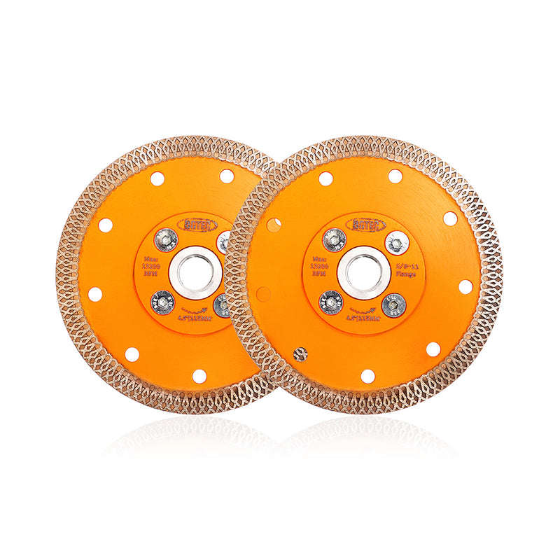 BGTEC X Mesh Turbo Diamond Porcelain Saw Blades with 5/8-11 or M14 Flange for Porcelain Tile Granite Marble Dia 4''/4.5''/5''