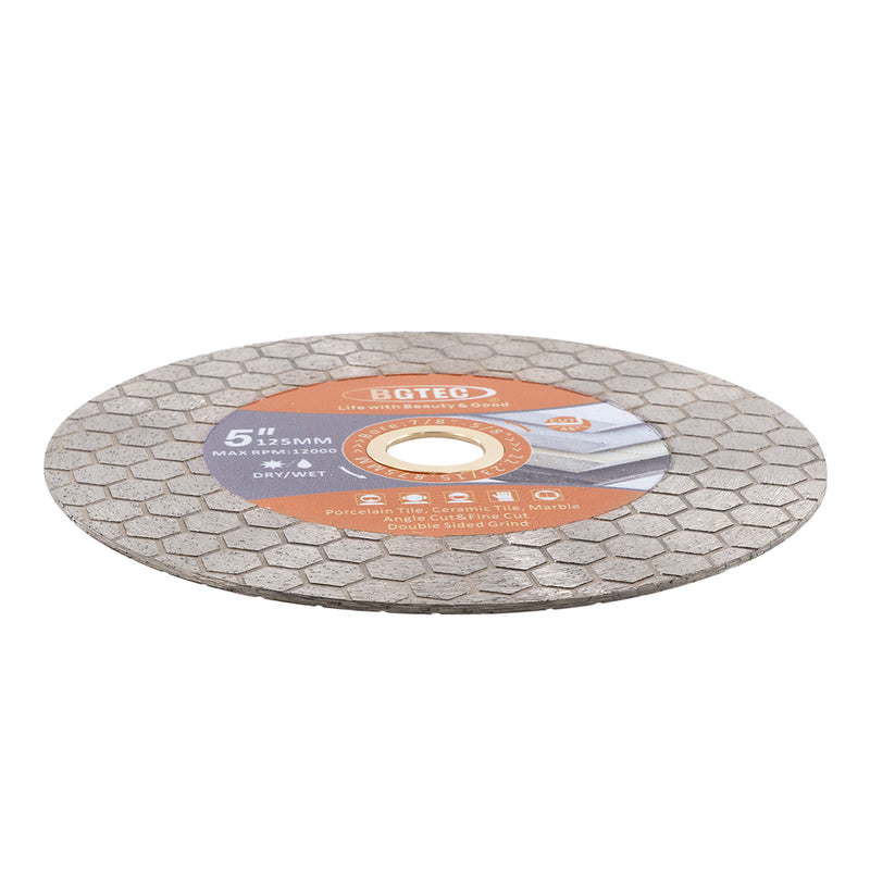 BGTEC Diamond Cutting Grinding Disc Double-sided Saw Blade for for Tile Procelain Ceramic Granite Marble Stone Dia 4"/4.5''/5''