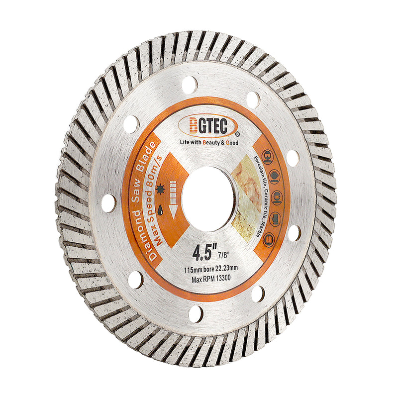 BGTEC Thin Diamond Turbo Blade for Cutting Porcelain Tile Ceramic Granite Marble Hard Material 4''/4.5''/5''/6''/7''/9''