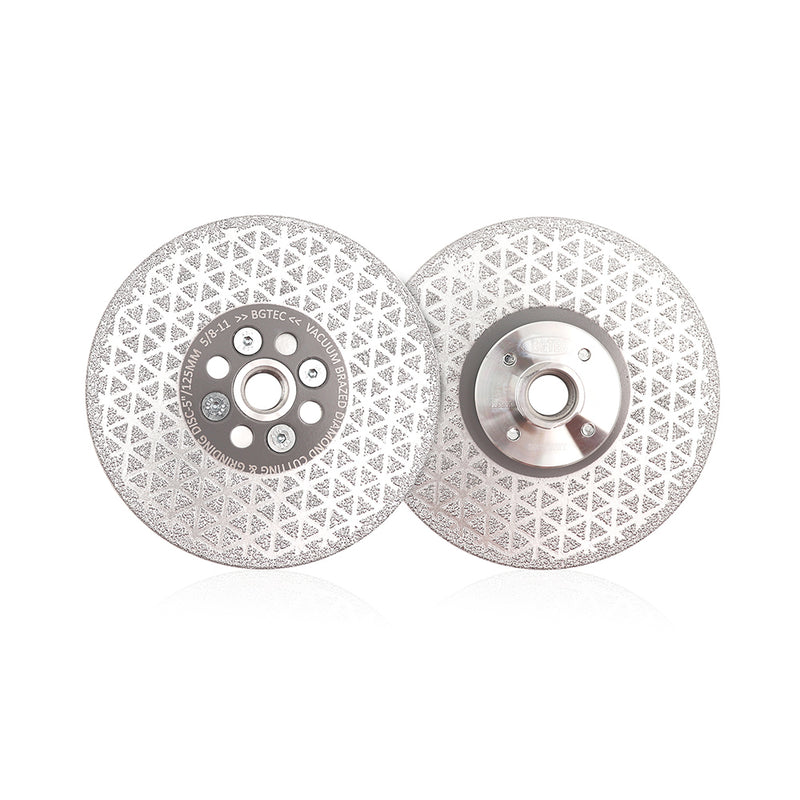 BGTEC Double Sided Vacuum Brazed Diamond Cutting and Grinding Disc with 5/8-11 Thread for Porcelain Tiles Granite Marble Concrete Dia 4''/4.5''/5''