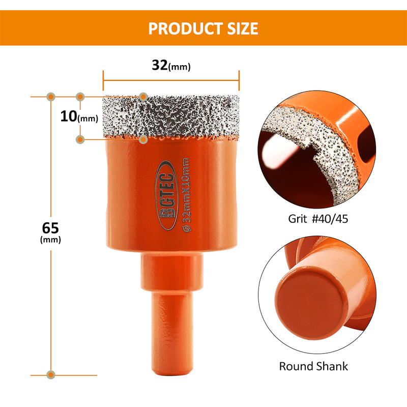 BGTEC Diamond Drill Bit Round Shank 1/2pcs 20/25/32/35mm for Ceramie Tile Granite Marble Concrete Vaccum Brazed Hole Saw