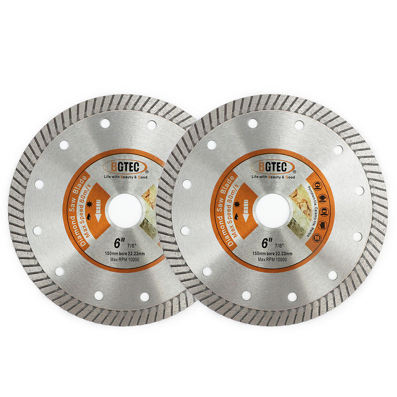 BGTEC Thin Diamond Turbo Blade for Cutting Porcelain Tile Ceramic Granite Marble Hard Material 4''/4.5''/5''/6''/7''/9''