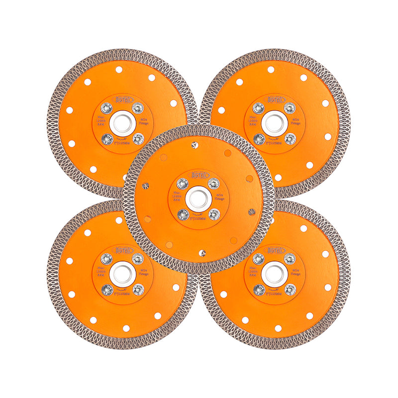 BGTEC X Mesh Turbo Diamond Porcelain Saw Blades with 5/8-11 or M14 Flange for Porcelain Tile Granite Marble Dia 4''/4.5''/5''