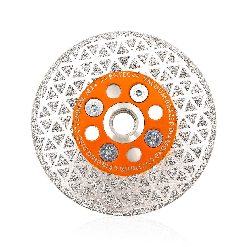 BGTEC Double Sided Vacuum Brazed Diamond Cutting and Grinding Disc 4''/4.5''/5'' with M14 Thread for Porcelain Tiles Granite Marble Concrete