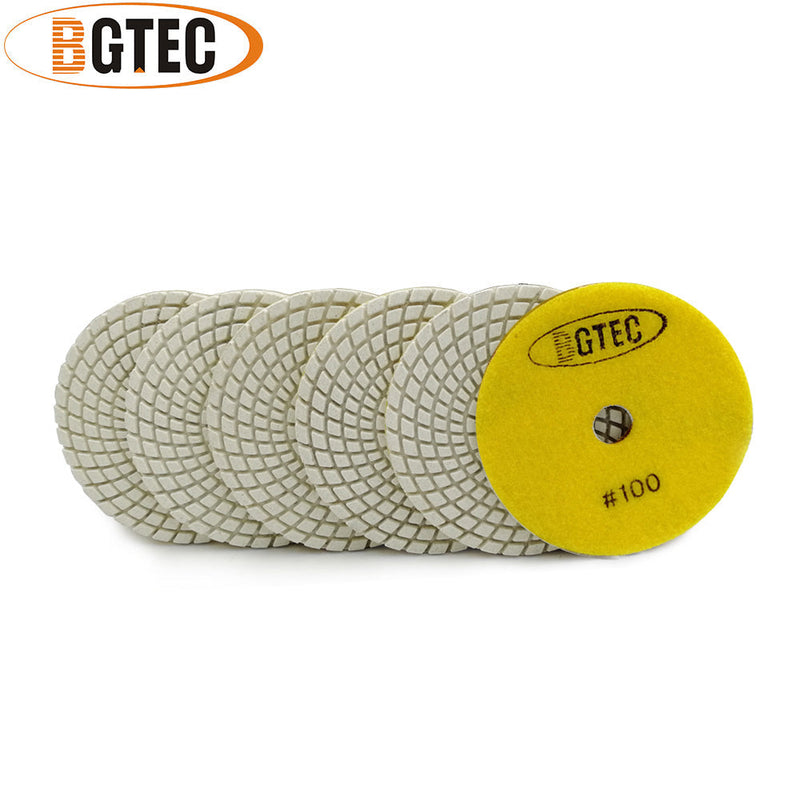 BGTEC 4 Inch Wet Diamond Polishing Pads Set for Granite Marble Stone Quartz Tiles