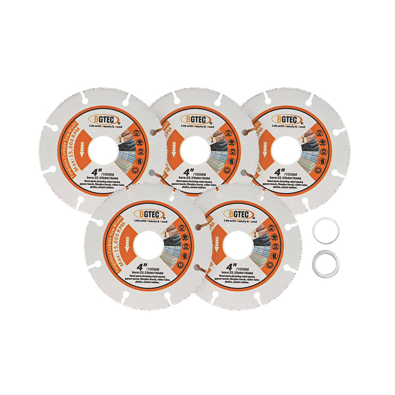 BGTEC Vacuum Brazed Carbide Cut-Off Wheel Blade for Wood Board Gypsum Board Rubber Pipe Plastic Dia 3''/4''/4.5''/5''