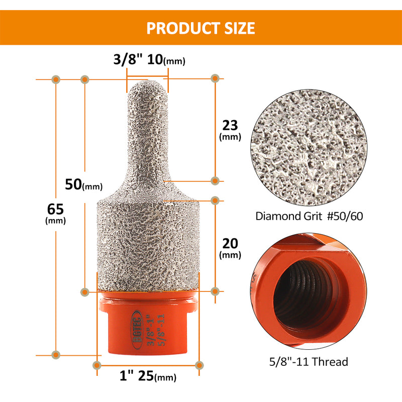 BGTEC Diamond Finger Bits with 5/8-11 or M14 Thread for Tile Marble Granite Grinding Edge Dia 10-25mm