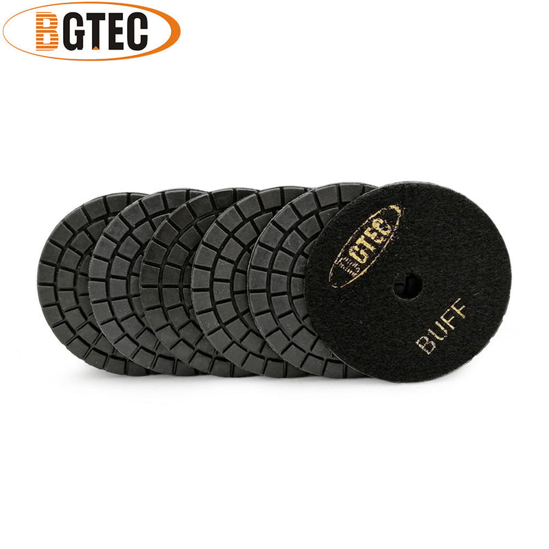 BGTEC 4 Inch Wet Diamond Polishing Pads Set for Granite Marble Stone Quartz Tiles