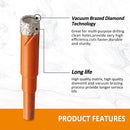 BGTEC Round Shank Vacuum Brazed Dry Diamond Drill Bit Set Dia 6/8/10/12mm