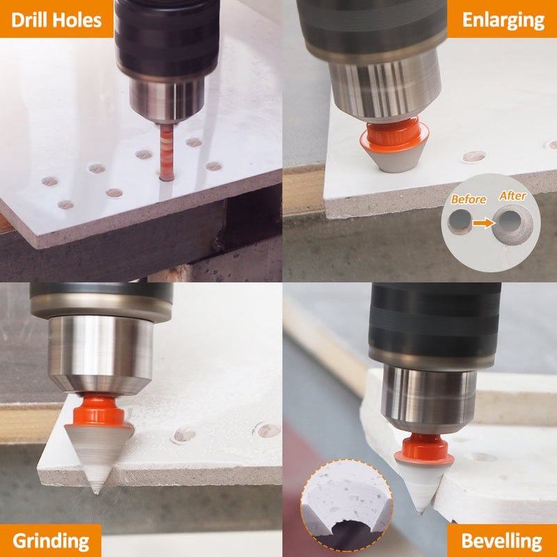 BGTEC Diamond Mini Dry Drilling Bits 4pcs/set 10/10/10mm Core Bits Round Shank +20mm Chamfer Bit Porcelain Granite Marble Ceramic Tile