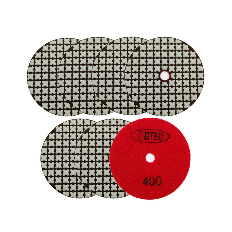 BGTEC 4 Inch Dry Diamond Polishing Pads Set, Pads Kit Grit 30 to Grit 3000 for Granite Marble Stone Quartz Tiles Concrete Floor Edges Countertop Polishing