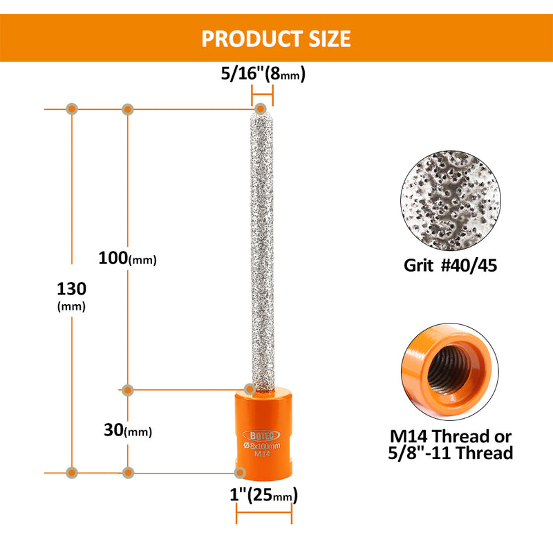 BGTEC Finger Milling Bits 1/2pcs Martar Masonry Brick Vacuum Brazed  Hole Saw M14 or 5/8-11 or Round Thread