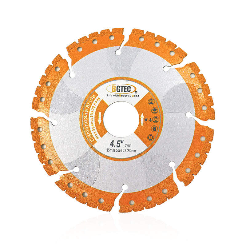 BGTEC All-Purpose Diamond Saw Blade, 4'' 4.5'' 5'' 7'' 9'' Vacuum Brazed Heavy Duty Cutting Disc for Rebar Sheet Metal Angle Iron Stainless Steel