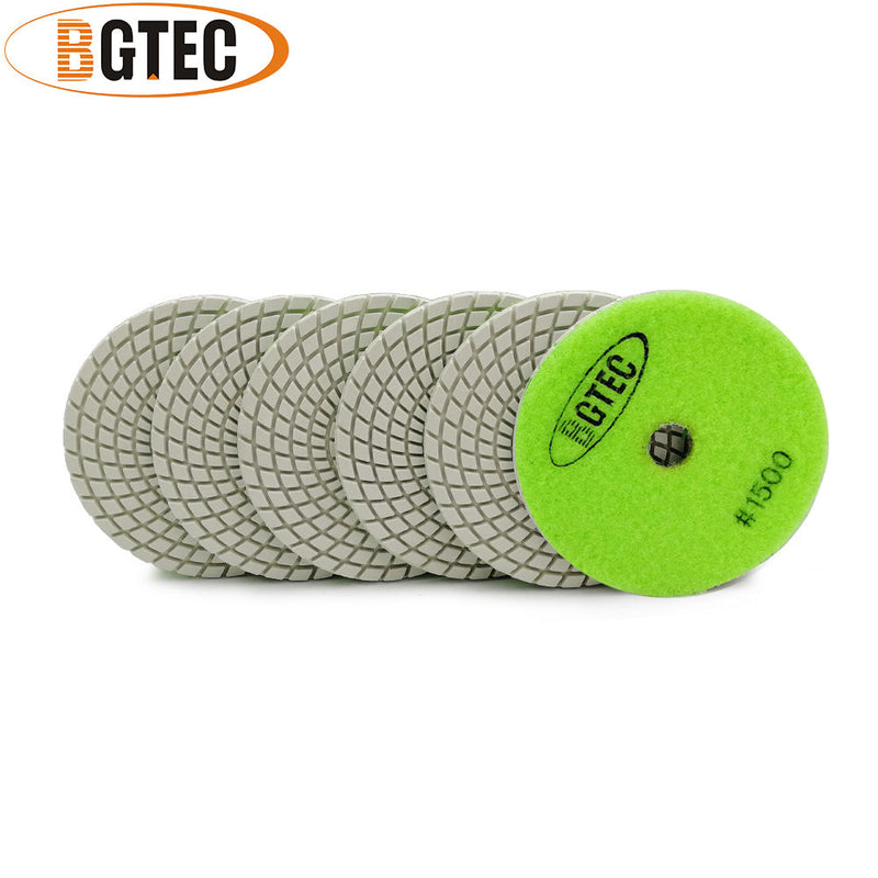 BGTEC 4 Inch Wet Diamond Polishing Pads Set for Granite Marble Stone Quartz Tiles