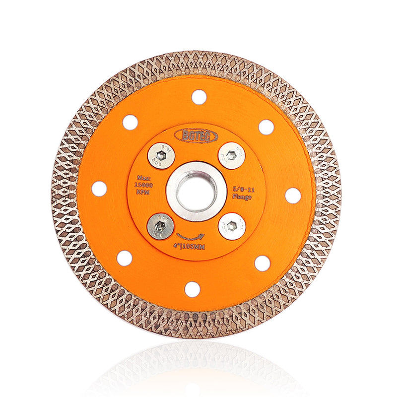 BGTEC X Mesh Turbo Diamond Porcelain Saw Blades with 5/8-11 or M14 Flange for Porcelain Tile Granite Marble Dia 4''/4.5''/5''