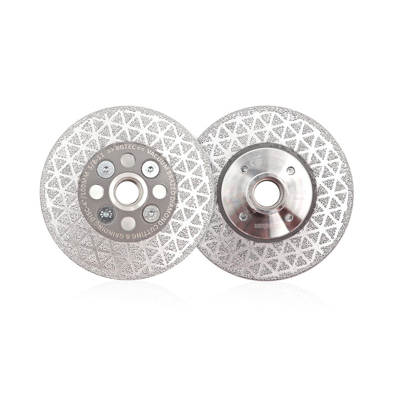 BGTEC Double Sided Vacuum Brazed Diamond Cutting and Grinding Disc with 5/8-11 Thread for Porcelain Tiles Granite Marble Concrete Dia 4''/4.5''/5''