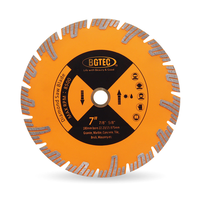 BGTEC Diamond Cutting Disc with Protection Teeth Dia115/125/180/230mm for Marble Granite Ceramic Tile Quartz Saw Blade