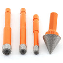 BGTEC 4pcs/set Diamond Dry Core Bits 6/8/10mm Core Bits+20mm Chamfer Bit for Marble Granite Ceramic  Porcelain Tile Quick-Fit Shank