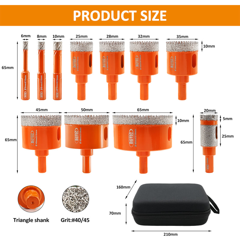 6mm-65mm Diamond Serrated Drill Bits and 20mm Drilling Milling Bit Triangle Shank