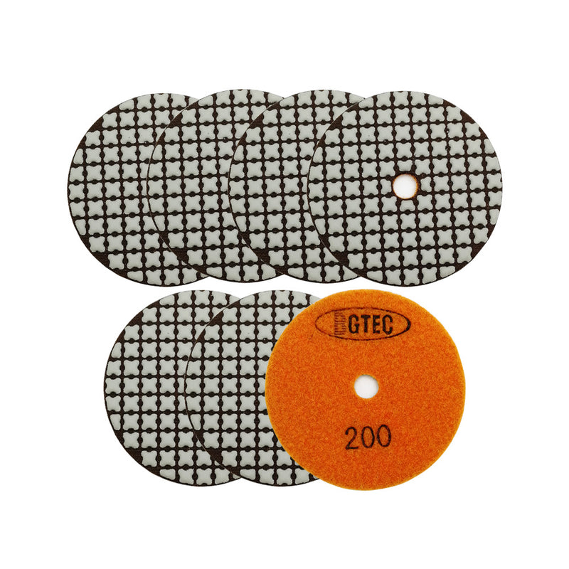 BGTEC 4 Inch Dry Diamond Polishing Pads Set, Pads Kit Grit 30 to Grit 3000 for Granite Marble Stone Quartz Tiles Concrete Floor Edges Countertop Polishing