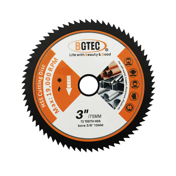 BGTEC HSS Cutting Disc 1/2/3/4/5/10pcs 75mm/3" for Soft Metal Copper Aluminum Wood PVC Plastic Fiberglass Saw Blade